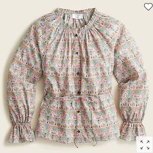 JCrew New Tie-waist organic cotton top in Liberty Giorgia Duke print